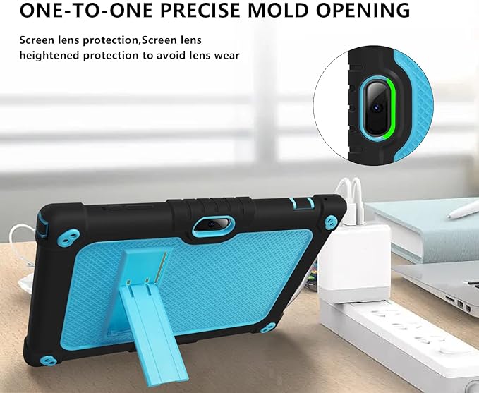 for Vankyo MatrixPad S10 Tab Case YQSAVIOR CUPEISI Coopers YQ10S VIVIMAGE A10 A38 BYANDBY BYYQ10S 10.1 Case Built in Kickstand Shoulder Strap Shell with Screen Protector (Black+Blue/2 Pcs)
