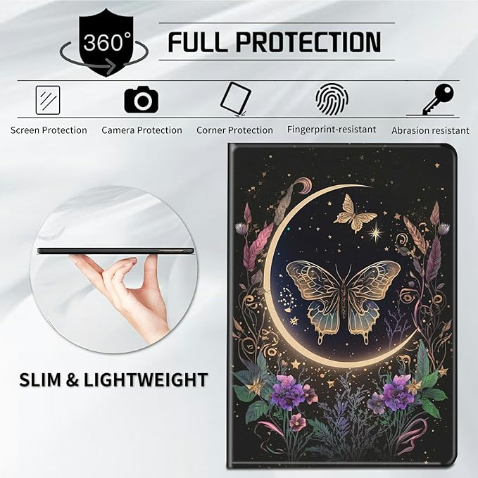 Case for All-New Kindle Paperwhite 12th Generation 7 inch 2024 &amp Kindle Colorsoft Signature Edition 2024 Lightweight Protective Smart Stand Cover with Auto Wake Sleep - Flowers Plants Butterflies