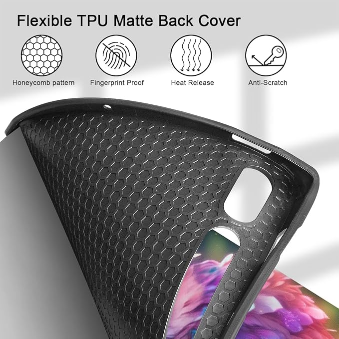 Tuiklol Case for Samsung Galaxy Tab S9 FE (5G) 10.9 inch &amp Tab S9 11 Inch 2023 Release Built-on S-Pen Holder Slim Hard Shell Case Smart Trifold Stand Cover Auto Wake/SleepRainbow owl