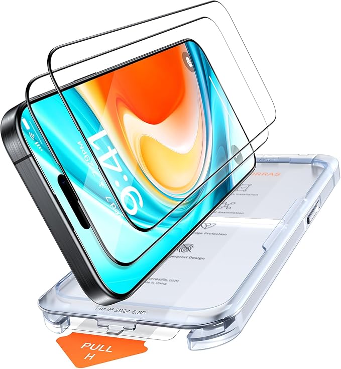 TORRAS Military-grade aerospace glass for iPhone 16 Screen Protector [9H＋Unbreakable from 12-foot DropLongest Durable]GlassGo X Glass for iPhone 162 Packs