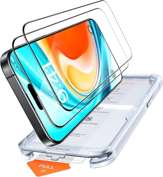 TORRAS Military-grade aerospace glass for iPhone 16 Screen Protector [9H＋Unbreakable from 12-foot DropLongest Durable]GlassGo X Glass for iPhone 162 Packs