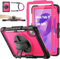 SEYMAC stock Case for Lenovo Idea Tab 11'' 2025/ Tab M11 2024/ K11 (TB336FU/TB330FU) Drop-Proof Case for Lenovo 11 inch with 360° Rotate Stand/Strap [Pen Holder] &amp Screen Protector Rose+Black