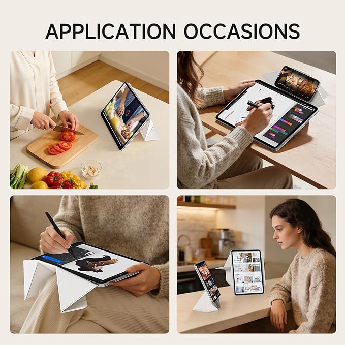 kenke Magnetic Case for iPad 11 Inch A16 2025/10th Generation 10.9 Inch 2022 with Detachable Clasp Slim Strong Magnetic Multi-fold Stand Cover with Pencil Holder Auto Wake/Sleep Cream White