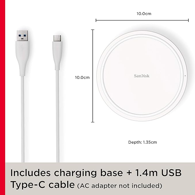 SanDisk Ixpand Wireless Charger Pad 15W (No AC adapter) - Wireless charging pad for Qi-compatible smart phones and devices - SDIZB0N-000G-GNCNN