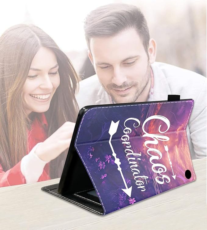 Case for Amazon Fire HD 10/HD 10 Plus Tablet 10.1 (13th/11th Generation 2023/2021 Release) Slim PU Leather Cover with Card Slot &amp Auto Wake/Sleep Quote Chaos Coordinator