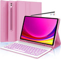 Keyboard Case for Samsung Galaxy Tab S10+ Plus/S9 Plus S9 FE+/S8 Plus S8+/S7 Plus S7+ S7 FE 12.4 Inch Backlit Keyboard case with Pen Holder Pink