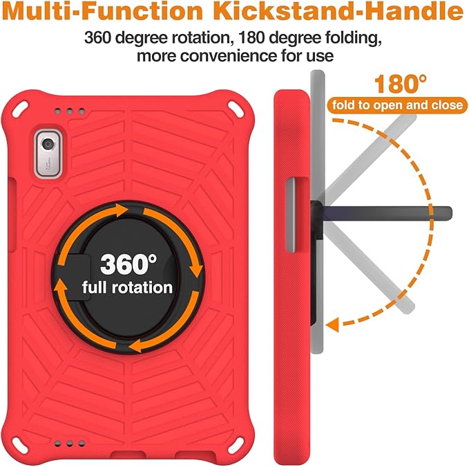Compatible with Lenovo Tab M9 9.0 inch (TB-310FU) 2023 Case Tablet for Kids Light Weight EVA Rugged Shockproof Full Cover 360 Rotating Handle Stand Case (Red)
