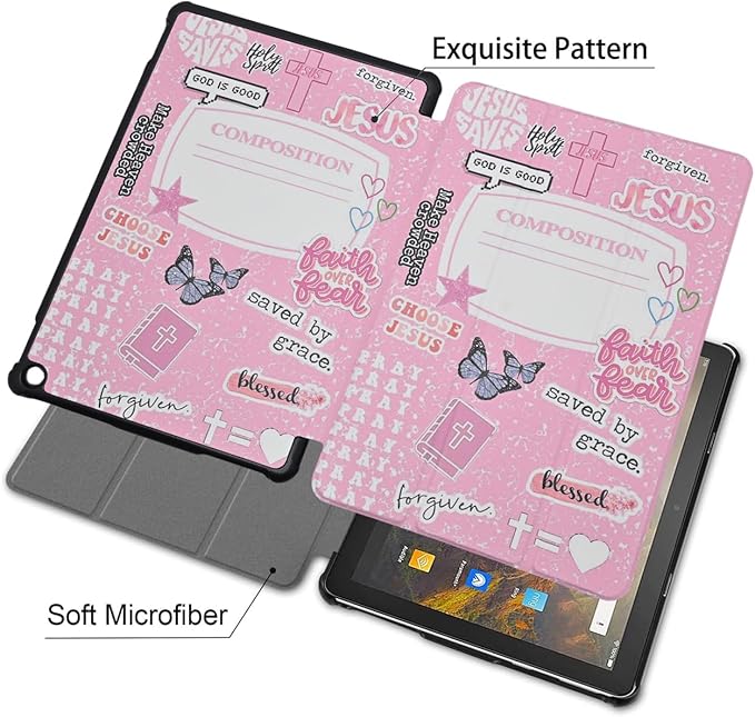 Slimshell for Amazon Fire Max 11 (13th Generation 2023 Release) - Pink Bookish Composition PU Leather Folding Stand Cover for Fire 11 Tablet Case with Auto Wake/Sleep