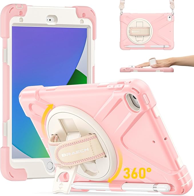 BRAECN iPad mini 5 CaseiPad mini 4 Case Heavy Duty Shockproof Protective Rugged Case with Pencil HolderHand StrapKickstand Shoulder Strap for iPad mini 5th/4th Generation 7.9 Inch for Kids