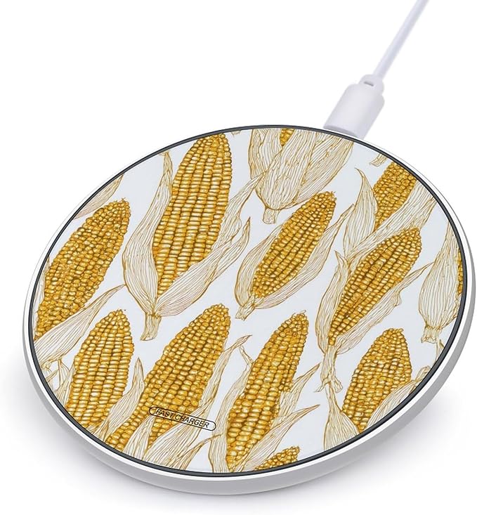 Yellow Corn Fast Portable Charger 10W Funny Graphic Phone Charging Pad with USB Cable