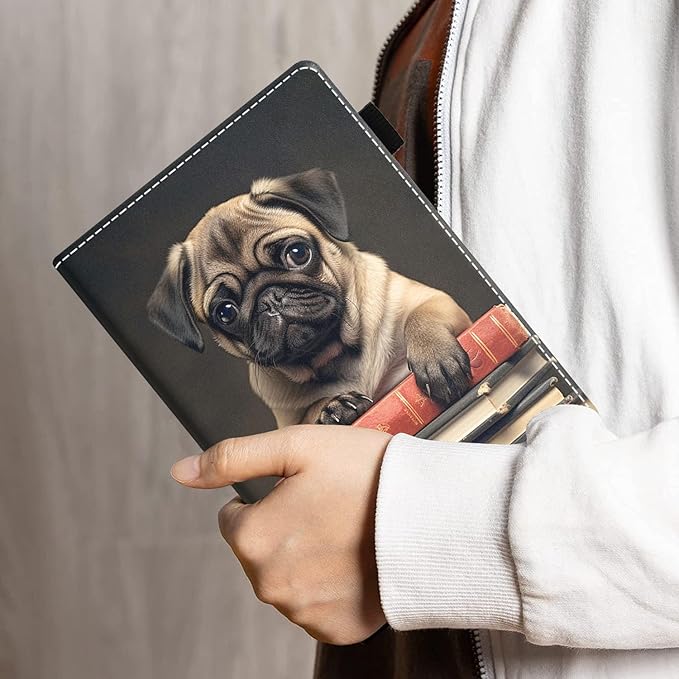 Case for All-New Amazon Kindle Fire HD 10 &amp 10 Plus Tablet 10.1 (13th/11th Generation 2023/2021 Release) - PU Leather Folio Case with Smart Auto Wake/Sleep Cute Pug