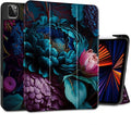 MEEgoodo for iPad Pro M2 12.9 Case 6th/5th/4th/3rd Generation 2022 2021 2020 2018 with Pencil Holder Tablet Cover with TPU Back Shell Beautiful Fantasy Flower