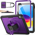 SEYMAC stock Case for iPad A16 11-inch Case 2025/ for iPad 11th/ 10th Generation 10.9'' 2022 Protective with Screen Protector Pen Holder Rotate Stand Loop Nylon Hand Strap Shoulder Strap Purple