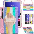 BRAECN for Samsung Galaxy Tab S10+ Plus/S9+/S9 FE + /S8+ Plus/S7 +Plus /S7 FE 12.4 InchHeavy Duty Shockproof Case with S Pen Holder&amp360 Rotating Hand Strap/Kickstand/Shoulder Strap -Rainbow