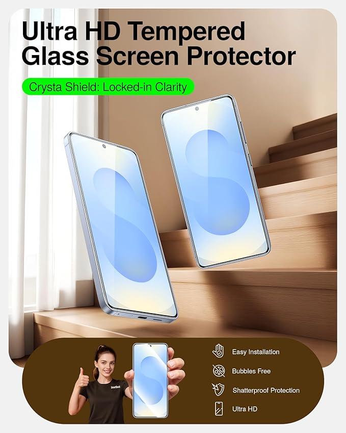 SmartDevil Tempered Glass for Samsung Galaxy S25 Screen Protector [3 Pack]  Fingerprint Unlock Compatible HD Anti-Glare 9H Scratch &amp SGS Impact Resistant Fast &amp Easy Smart Pull Box Bubble