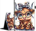Case for All-New Amazon Fire HD 10 and 10 Plus Tablet (13th/11th Generation 2023/2021 Release) 10.1 - Slim Fit Standing Cover with Auto Sleep/Wake Highland Cow Cute Leopard Bow Baby Cow