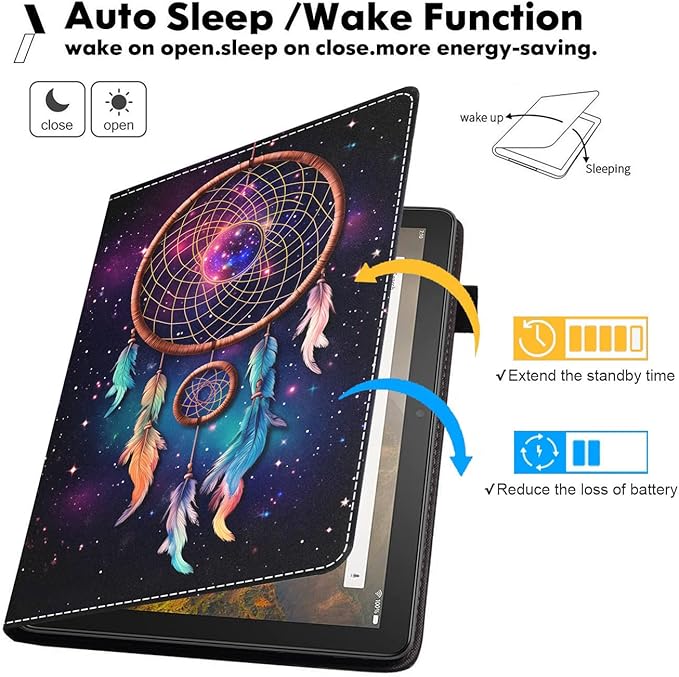 Case for All-New Amazon Kindle Fire HD 10 &amp 10 Plus Tablet (13th/11th Generation 2023/2021 Release) 10.1 - Premium PU Leather Stand Cover with Smart Auto Wake Dreamcatcher