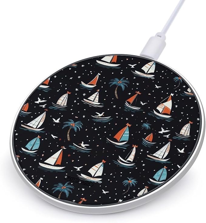 Funny Sailboat Wireless Charger Anti-Slip Wireless Charging Pad Slim Charger Mat for Men Women