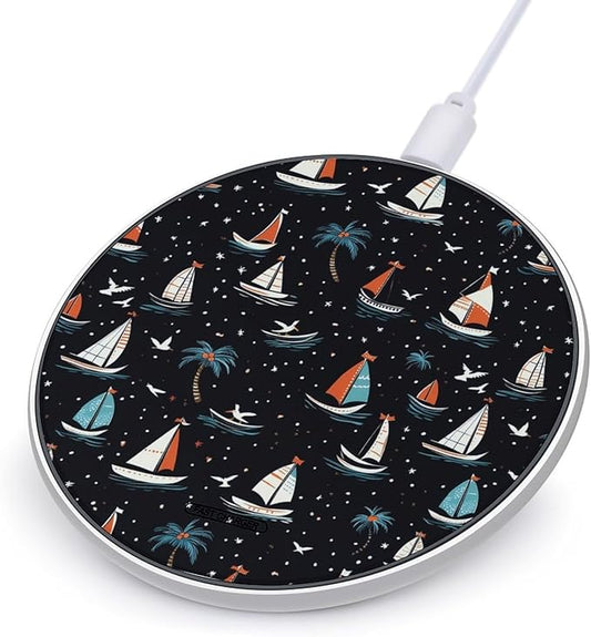 Funny Sailboat Wireless Charger Anti-Slip Wireless Charging Pad Slim Charger Mat for Men Women