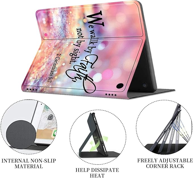 for Fire Hd 10 Tablet Case 11th/13th Generation 2021/2023 ReleaseHybrid Slim Multi-Angles Stand Cover for Kindle Fire HD 10 Plus 11th GenAuto Wake/Sleep-we Walk by Faith Pink Purple