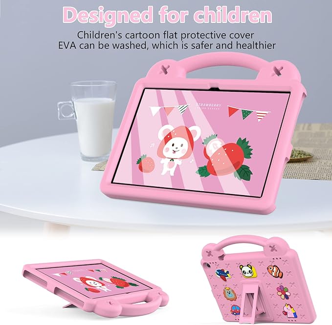 Compatible with ONN 10.1(GEN3) 2022(1000071485)/Fire HD 10 Plus(2021/2023)/Amazon Fire HD 10(2021/2023) Tablet Case Kids Case with Shoulder Strap &amp Stand Handle for Girl Kid Gift Pink