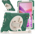 Tablet Case Compatible with Lenovo Tab 10.1(TB-311XU) /K10C TB311FU 2025 Case Protective Heavy Duty Rugged Shockproof Drop Protection Cover Shoulder Strap for Kids Silicone Cover(Green)