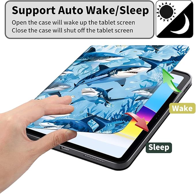 Case for Kindle Paperwhite 12th Generation 7 &amp Kindle ColorSoft Signature Edition PU Leather Protective Cover with Auto Sleep/Wake for Kindle Paperwhite 2024 – Sharks