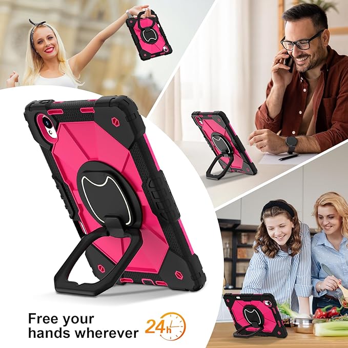 Shoulder Strap Tablet Case for Huawei MatePad 11.5 S/11.5 inch TGR-W09 Heavy Duty Shockproof Protective Cover with Kickstand Handle Shoulder Strap for Kids Women Man Black Rose Red