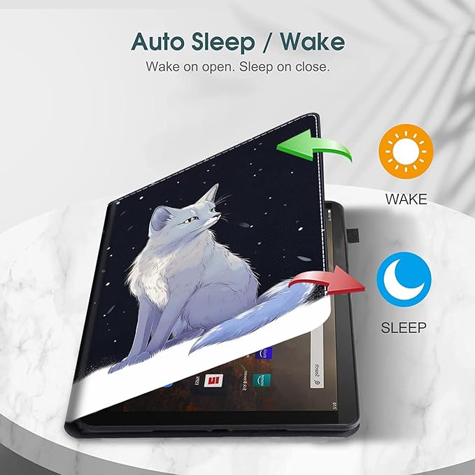 Case Fits Amazon Kindle Fire HD 8 &amp 8 Plus Tablet (12th Generation/10th Generation 2022/2020 Release) 8 Multi-Angle Smart Stand Cover Auto Sleep/WakeCute Fox