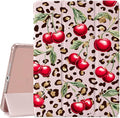 Coquette Leopard Print Case for iPad Pro 11 (M4) 2024 5th Gen Cute Cherry CasePencil Holder &amp Clear Soft TPU Back &amp Trifold Stand Cover for Women