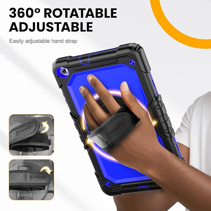 Timecity for Samsung Galaxy Tab A 10.1 Case 2019 Only Fit (SM-T510/ SM-T515/ SM-T517) Drop Proof with Hand Strap Stand Screen Protector Pencil Holder （NOT FIT for 2016 Release） - Dark Blue