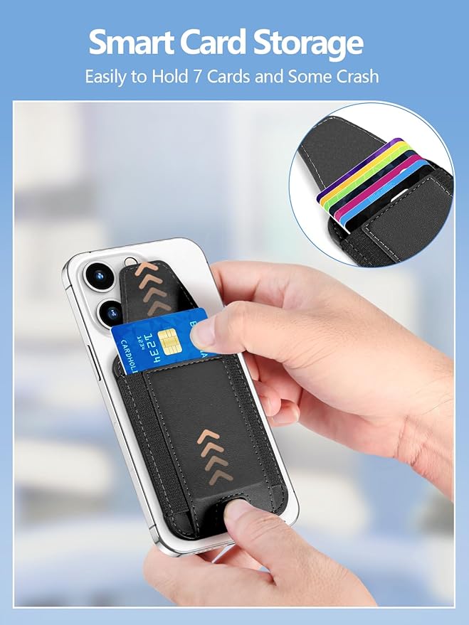 Miroddi for MagSafe Wallet with Privacy Flap Strongest Magnetic Card Holder for iPhone 17 iPhone 16/15/14/13/12 Series Detachable Magnetic Phone Wallet RFID Blocking Fit 7 Cards Black &amp Blac