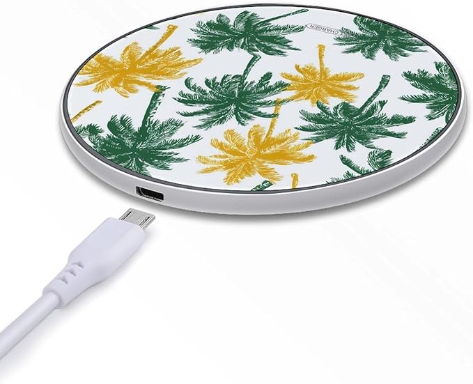 Green Yellow Palms Tree Fast Portable Charger 10W Funny Graphic Phone Charging Pad with USB Cable
