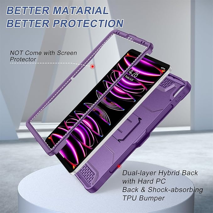 Soke Case for iPad Pro 12.9 Inch 6th/5th/4th Generation(2022/2021/2020 Release) Rugged Shockproof Protective Cover with Built-in Kickstand for Apple iPad Pro 12.9 - Dark Purple
