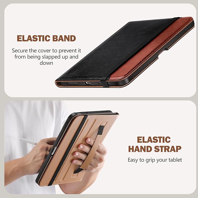 Akkerds Compatible for iPad (A16) 11th Generation Case 11 Inch 2025 for iPad 10th Generation Case 10.9 Inch 2022 with Pencil Holder Protective Leather Business Stand CoverMultiple AnglesBlackbrown