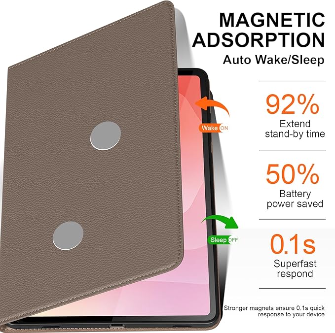 for Samsung Galaxy Tab S11 11 Inch Case 2025 Slim Folio Cover with S Pen Holder Auto Wake/Sleep Adjustable Kickstand Shockproof Hard Shell Premium Microfiber Leather - Gray Brown