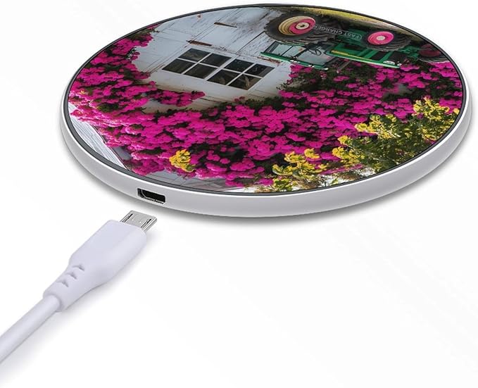 Farmhouse Tractor with Flowers Wireless Charger Anti-Slip Wireless Charging Pad Slim Charger Mat for Men Women