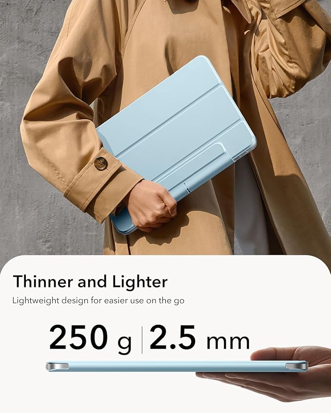 ESR for iPad Air 11 Inch Case M4/M3/M2 (2026/2025/2024) iPad Air 5th/4th Gen (2022/2020) Powerful Magnetic Attachment Slim Trifold Stand Case Auto Wake/Sleep Durable Protection Sky Blue