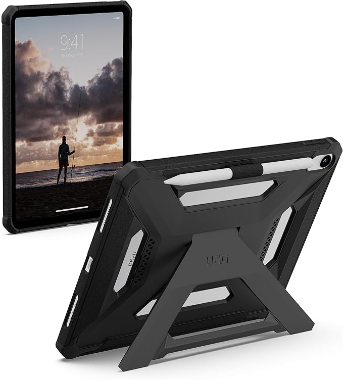 URBAN ARMOR GEAR UAG Designed for iPad 11 A16 11th Gen 2025 Case A3354 A3355 - Rugged Protective Cover with Kickstand and Pencil Holder Scout Plus Black