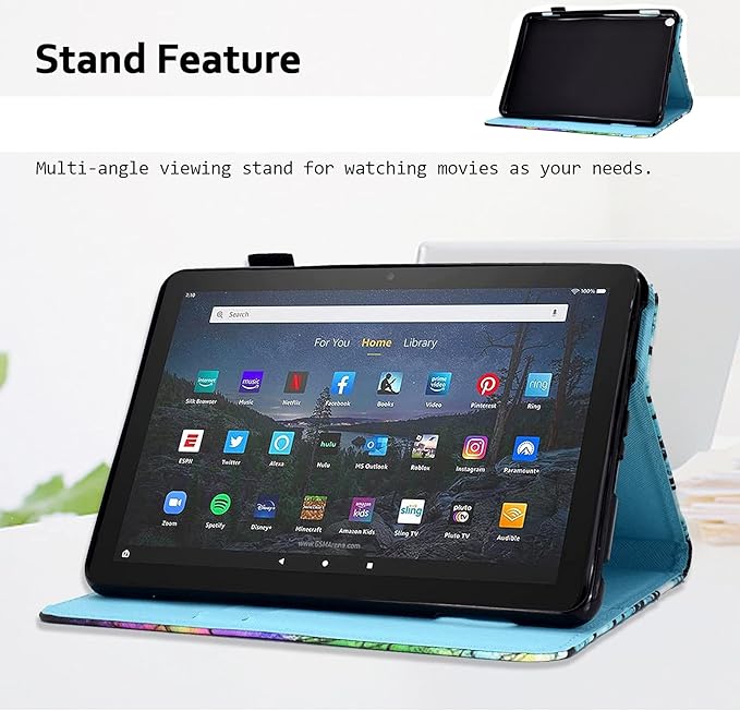 Smart Case for Amazon Fire HD 10 13th/11th Gen Fire HD 10 Plus(Pro) 2021/2023 Techcircle Slim Folio Stand Magnetic Flip Cover with Card Slots+Pen Holder Auto Sleep/Wake Colorful Forest