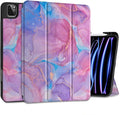 MEEgoodo Case for iPad Pro 12.9 Case M2 6th/5th/4th/3rd Generation 2022 2021 2020 2018 Protective Tablet Cover with Soft Back Shell for Kids Pink Marble Texture