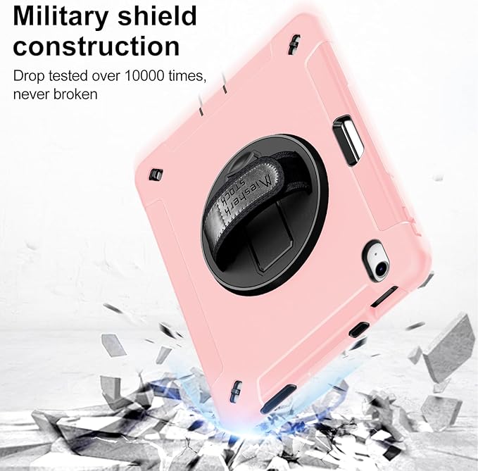 Case for iPad (A16) 11th/10th Generation Case: Protective Cover for iPad 11th Gen 11 Inch 2025 &amp10th Gen 10.9 2022 with Screen Protector- Stand- Shoulder Strap- Handle- Pencil Holder-Light Pink