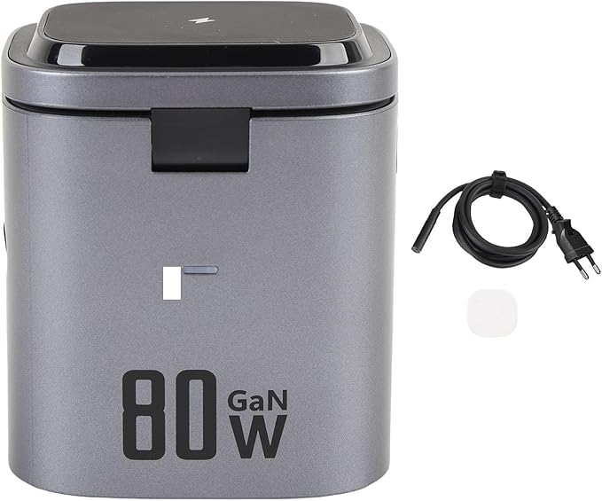 Sanpyl 6 in 1 Wireless Charging Station GaN 80W Wireless Charging Cube with Retractable Cord Support Smartphones Headphones Charging (US Plug)