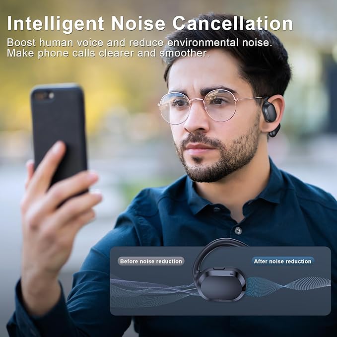 TTQ Open Ear Headphones Open Ear Earbuds IPX7 Waterproof Bluetooth 5.3 True Wireless Sports Over Ear Earbuds with Earhooks Built-in Mic Crystal-Clear Calls for Running Workout Cycling Driving