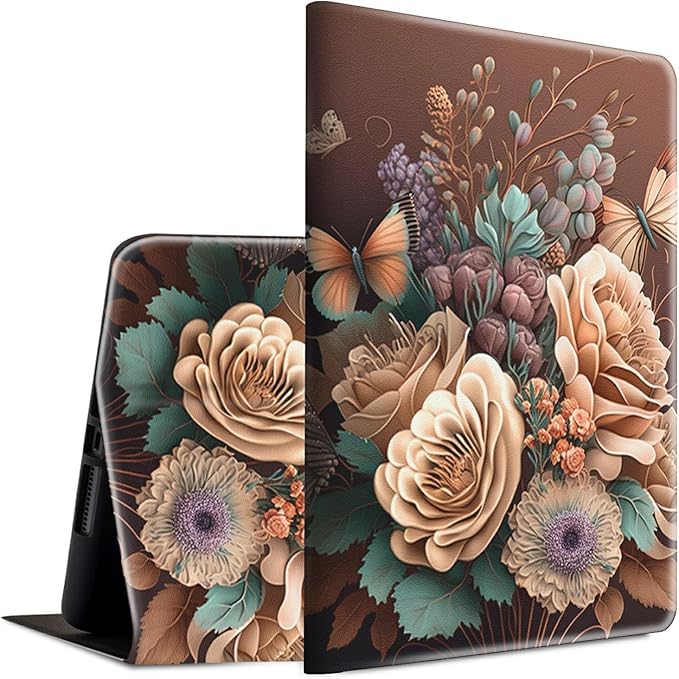 Case for Kindle Paperwhite 12th Generation &amp Kindle Colorsoft Signature Edition 2024 7 inch Lightweight Smart Case Adjustable Stand Protective Cover with Auto Wake/Sleep - Butterfly Floral Flower