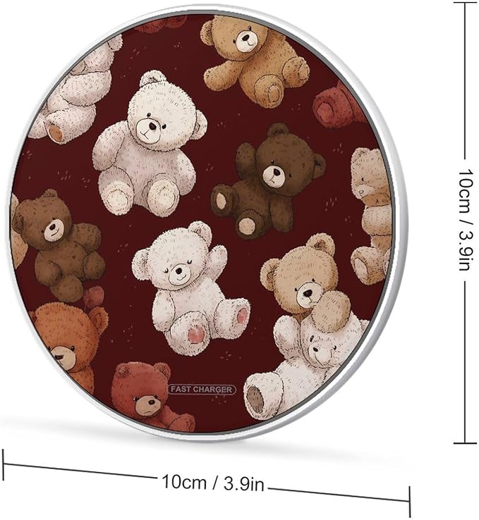 Vintage Teddy Bears Fast Portable Charger 10W Funny Graphic Phone Charging Pad with USB Cable