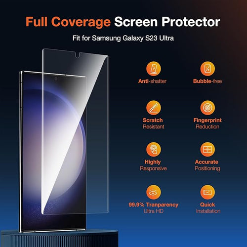 2 Pack Screen Protector Install kit for Samsung Galaxy S22 Ultra 5G 6.8 Inch3D Curved Full-coverage Protective Film Sensitive Touch Ultrathin Design Fingerprint Unlock 24h Scratch