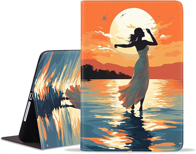 Back View of Girl on Sunset Beach