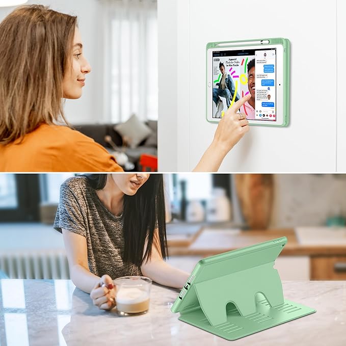 VIKESI Case for iPad 9th / 8th / 7th Generation 10.2 inch (2021/2020/2019 Released)Multiple Angles Magnetic Stand CoverShockproof BackPencil Holderand Auto Sleep/WakeMatcha