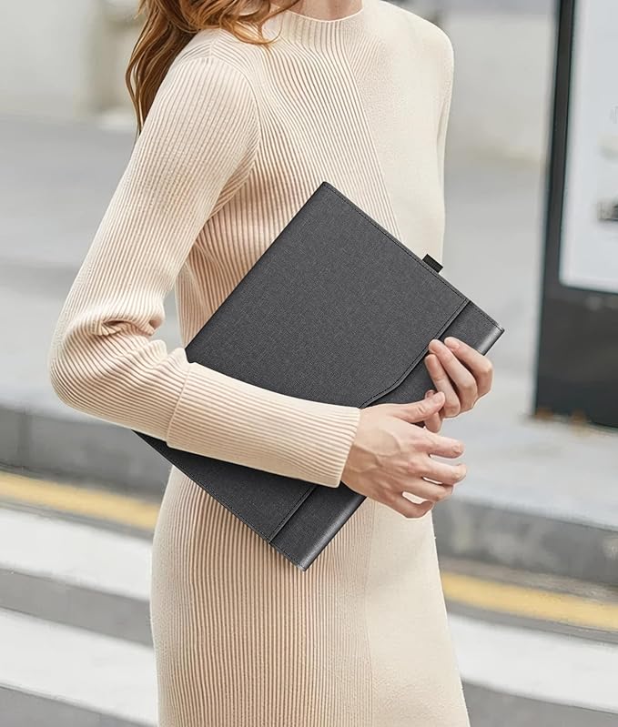 FINTIE Protective Case for Microsoft Surface Pro 12 Inch (2025) Multi-Angle Viewing Portfolio Business TPU Back Cover with Pocket &amp Stylus Holder Compatible with Type Cover Keyboard (Black)